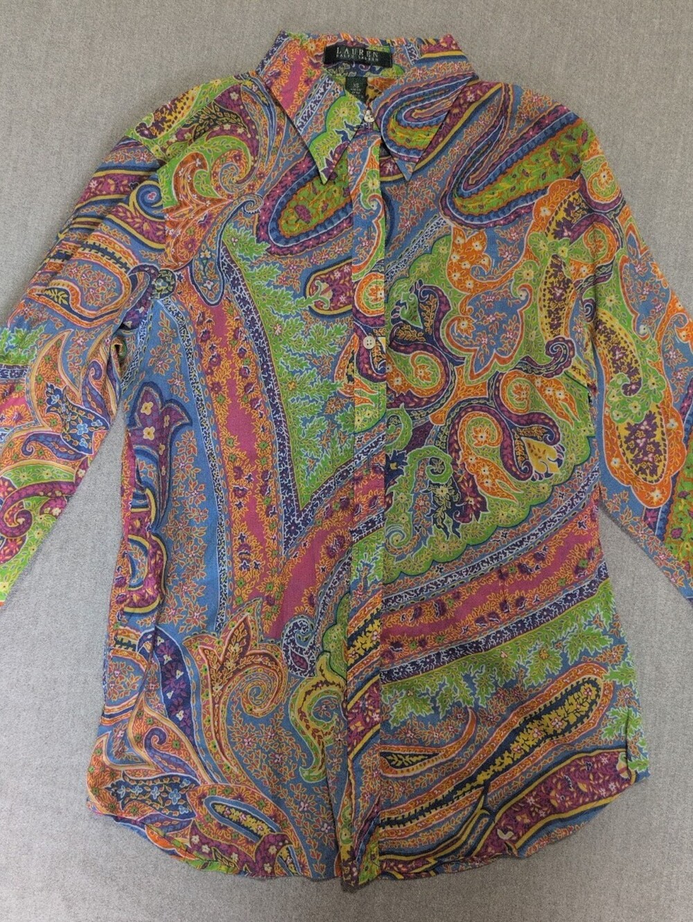 Lauren Ralph Lauren size XS multicolor paisley button front shirt